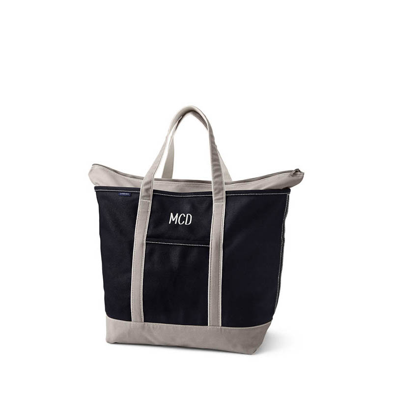 Extra Large Two-Tone Zip Top Canvas Tote Bag - Grace & The Sea