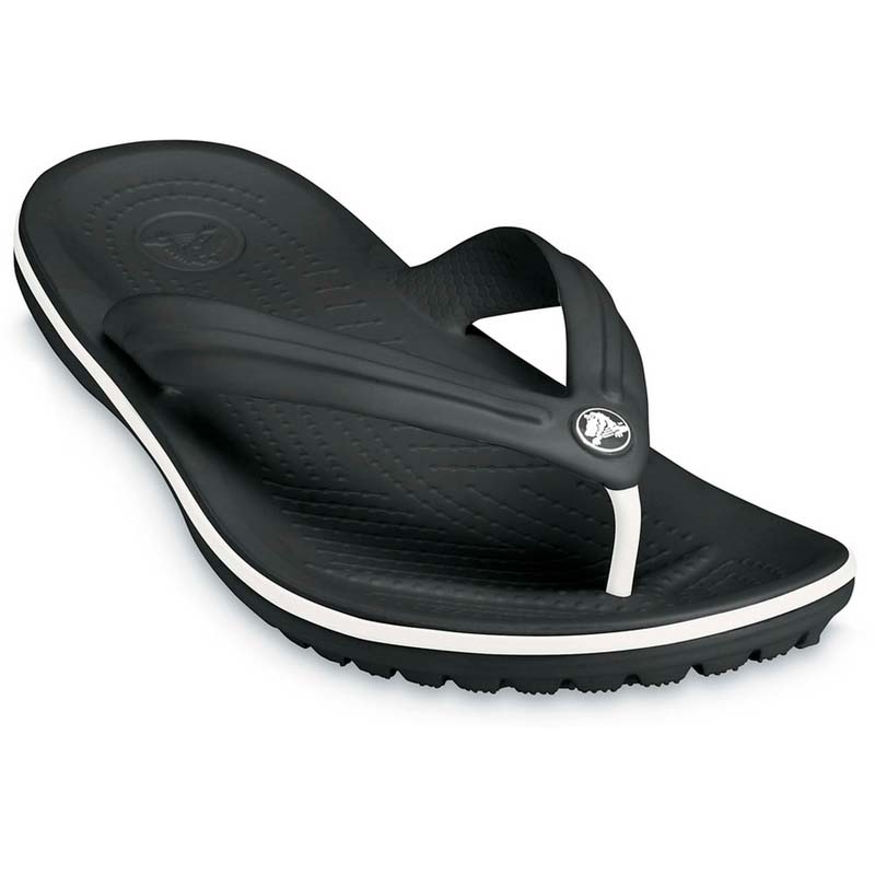 black crocs with white stripe